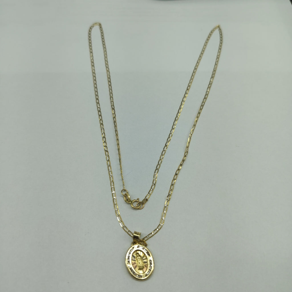 CADENA, MEDALLA RELIGIOSA ORO 14 K 2.1 GRMS (SEMINUEVO)