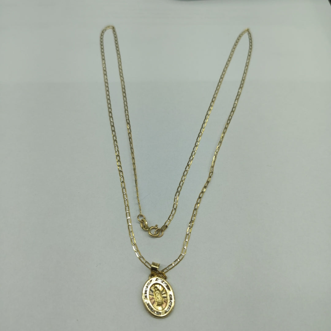 CADENA, MEDALLA RELIGIOSA ORO 14 K 2.1 GRMS (SEMINUEVO)