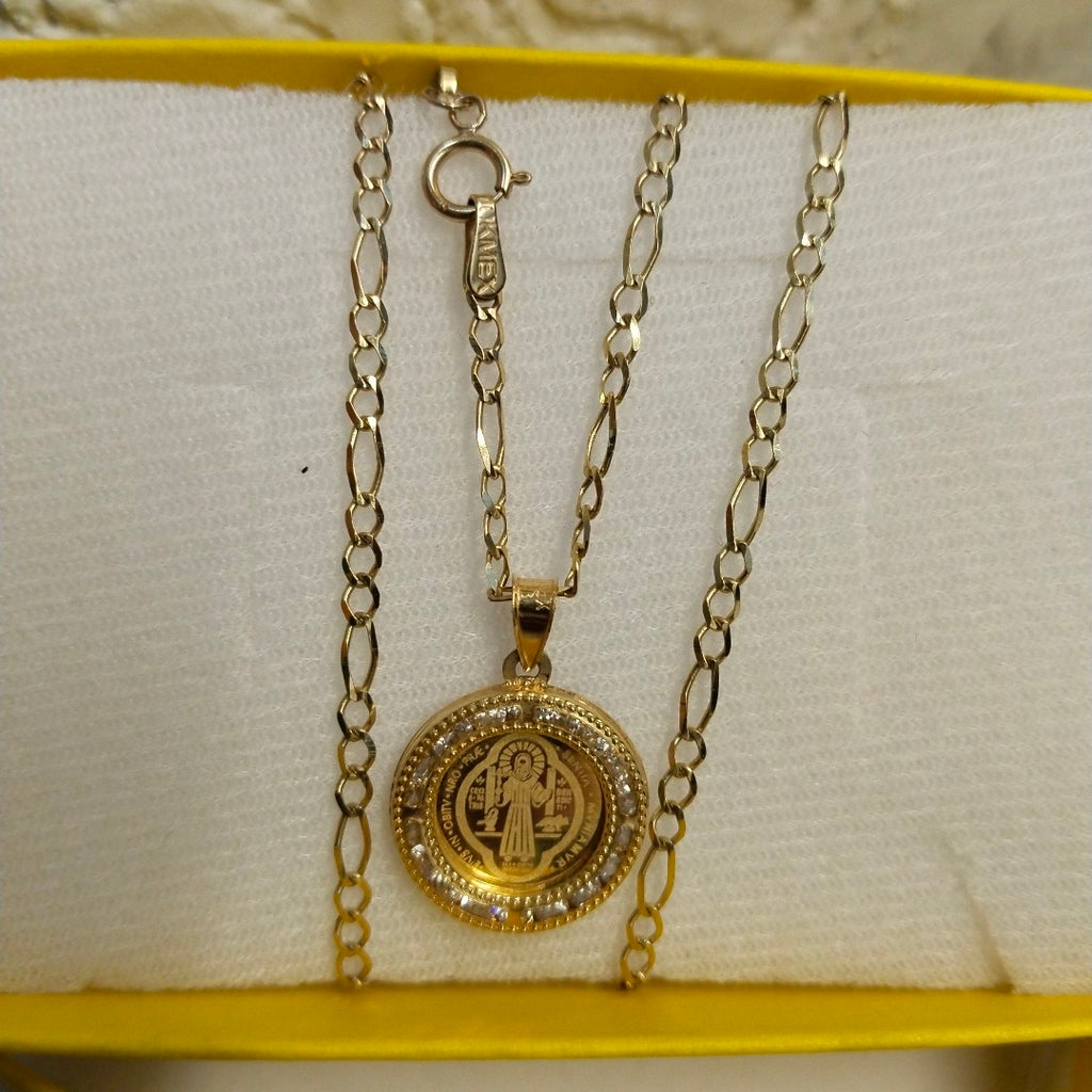 CADENA, MEDALLA RELIGIOSA ORO 10 K 3.4 GRMS (SEMINUEVO)