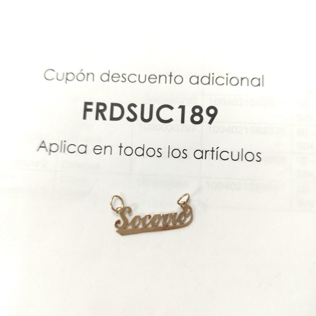 K1 1,00 GRMS 8 K ESPECIFICACIONES COMPLEMENTARIAS DIJE SOCORRO (SEMINUEVO)