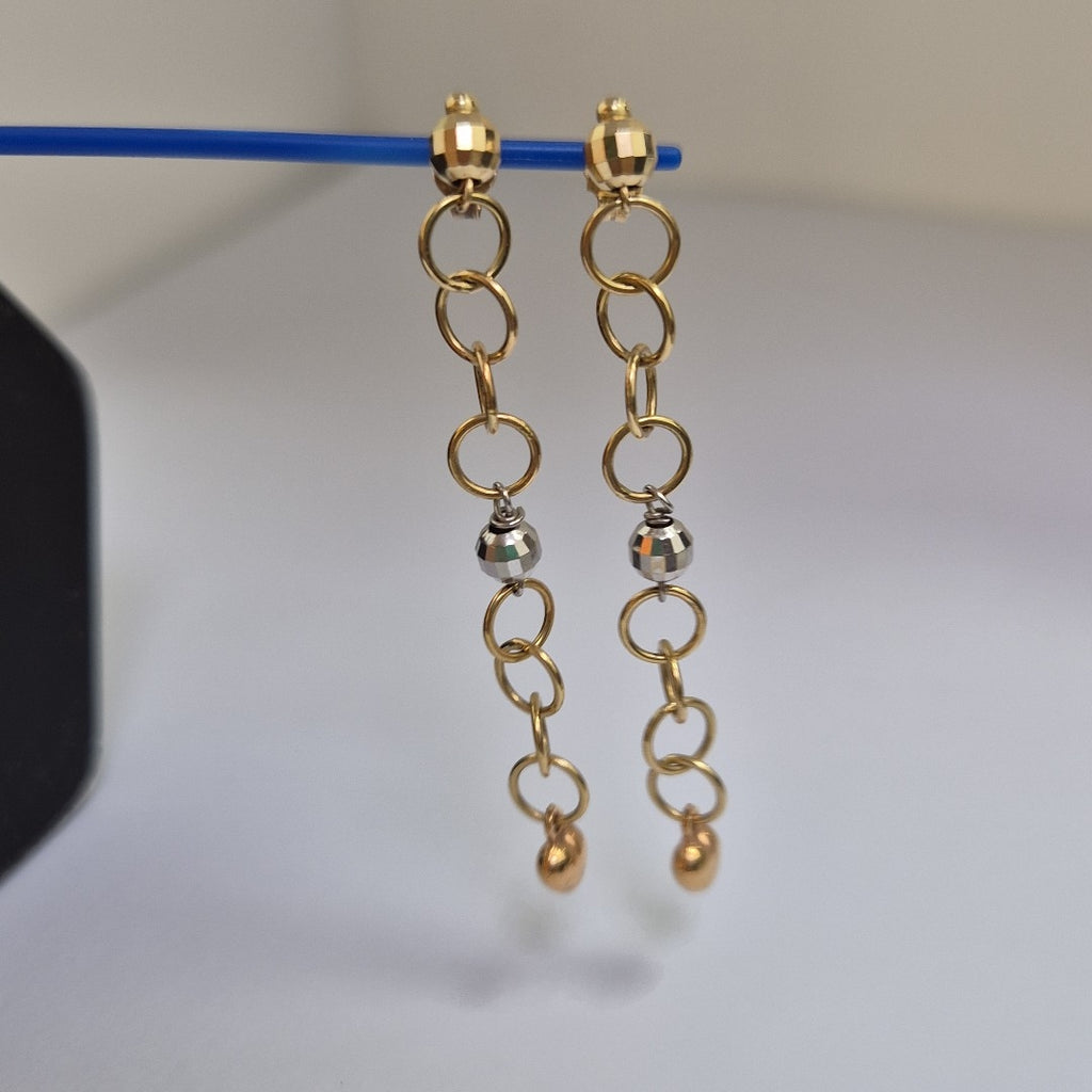 ARETES PAR ORO, ORO COMBINADO 14 K 4.1 GRMS (SEMINUEVO)
