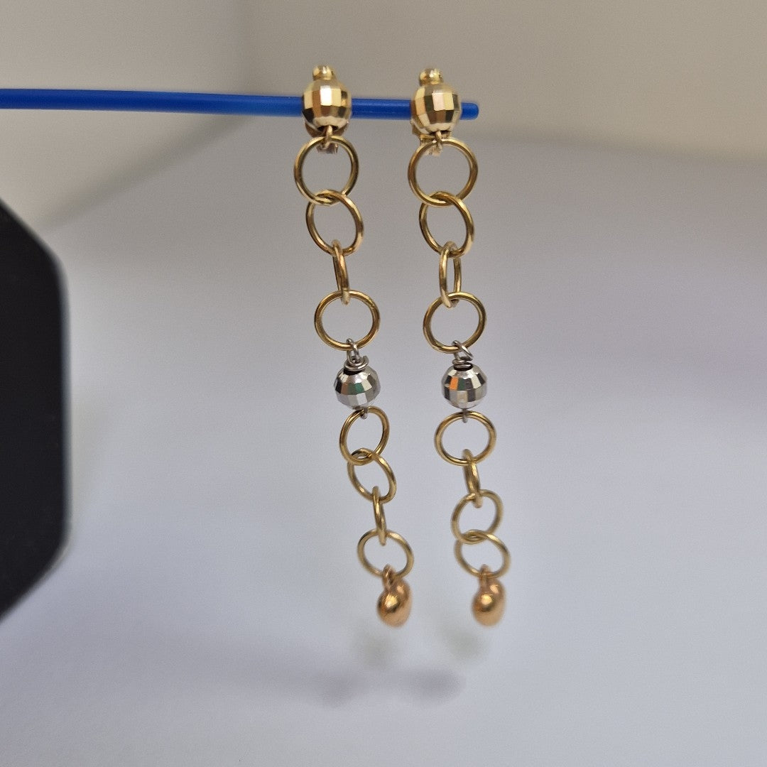 ARETES PAR ORO, ORO COMBINADO 14 K 4.1 GRMS (SEMINUEVO)