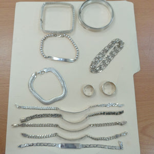 CADENA, ESCLAVA, PULSERA, SEMANARIO DE ARGOLLAS PLATA 148.8 GRMS (SEMINUEVO)