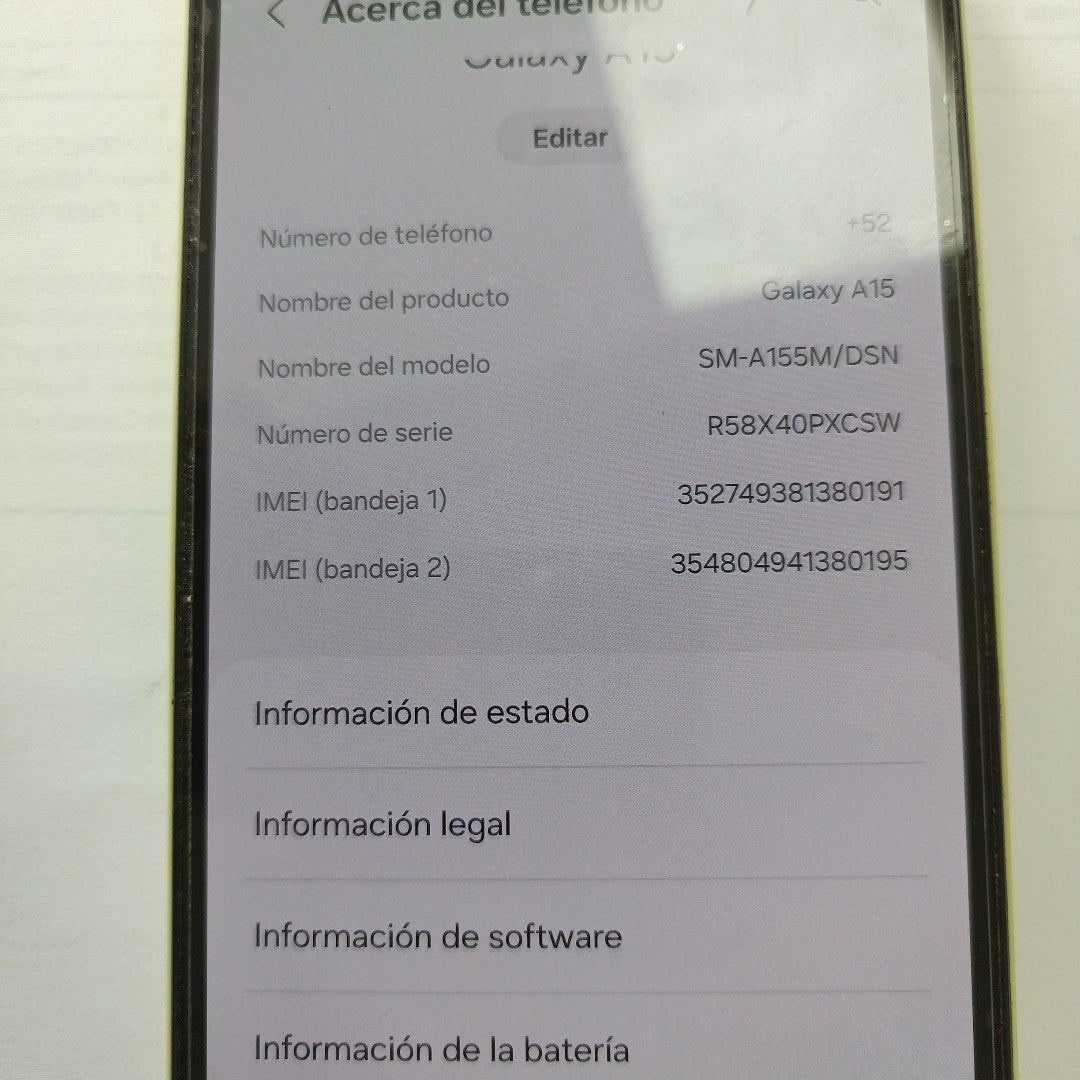 CELULAR SAMSUNG GALAXY A15 SM-A155M (2023) 128 GB 6 GB RAM (SEMINUEVO)