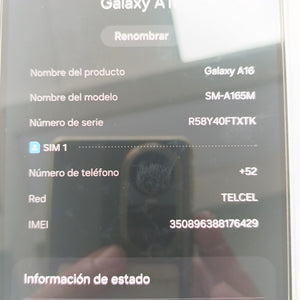 CELULAR SAMSUNG GALAXY A16 SM-A165M (2024) 128 GB 4 GB RAM (SEMINUEVO)