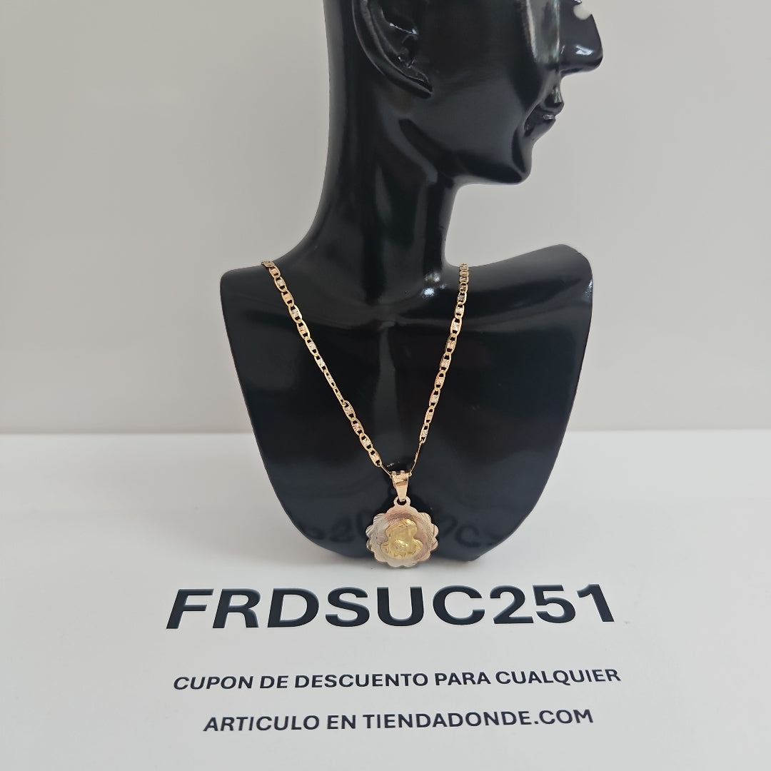 CADENA,MEDALLA RELIGIOSA ORO 10 K 3,50 GRMS (SEMINUEVO)