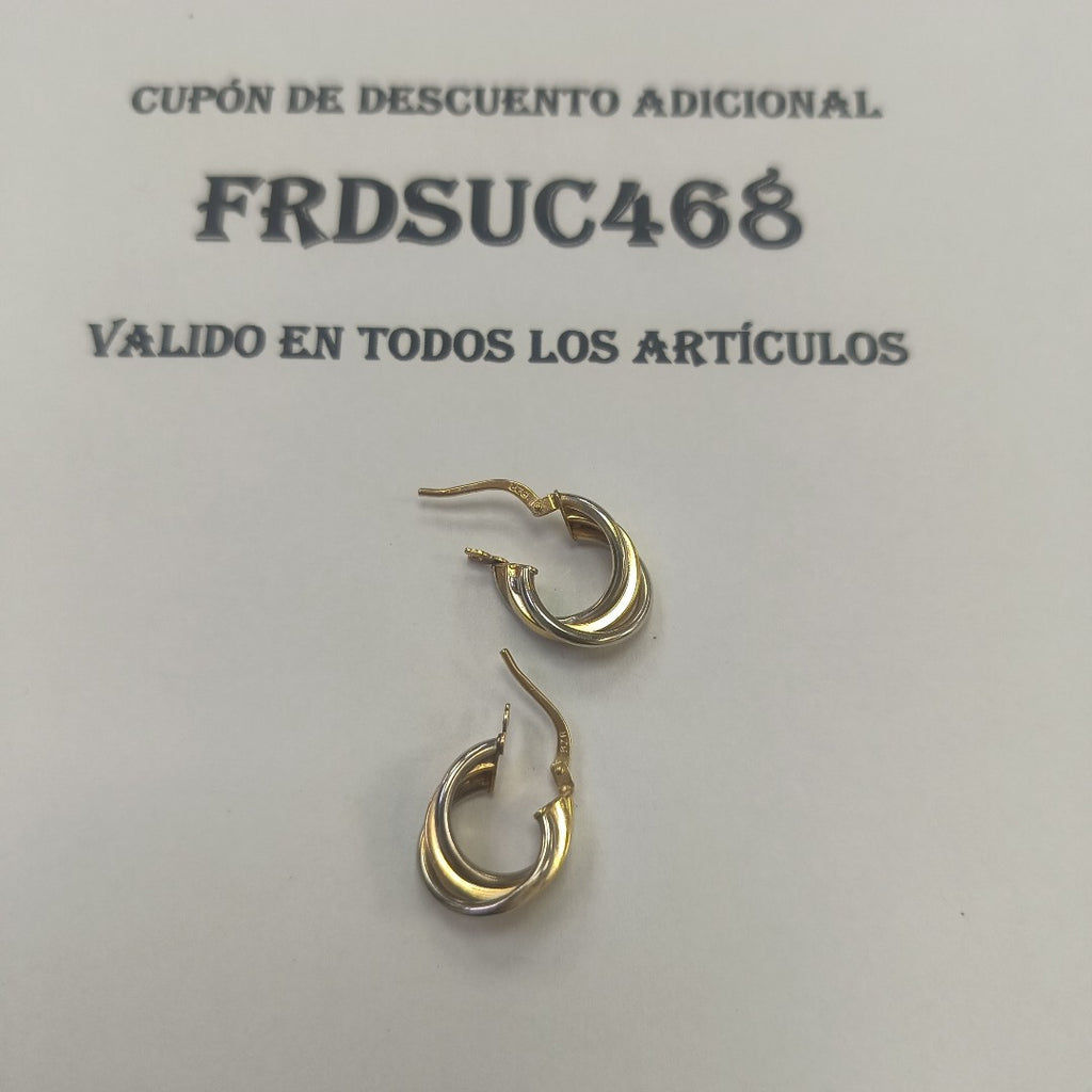 ARRACADAS PAR ORO COMBINADO 14 K 1.6 GRMS (SEMINUEVO)