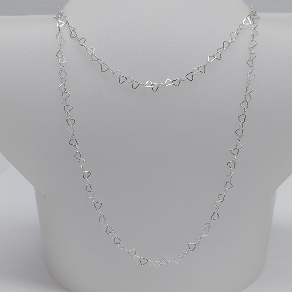 CADENA CORAZONES PLATA .925 55 CM 2.72 GR (NUEVO)