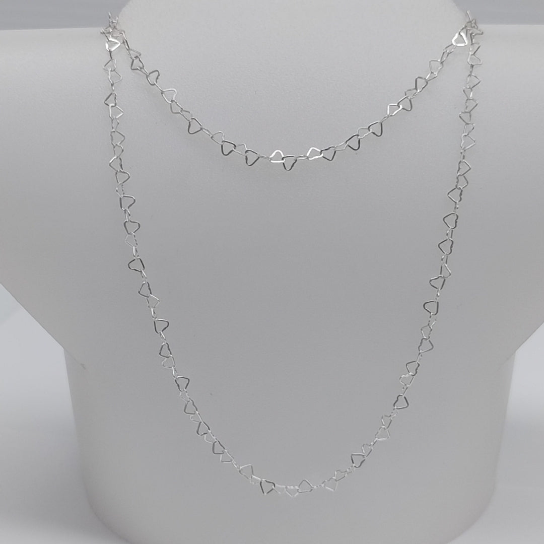 CADENA CORAZONES PLATA .925 55 CM 2.72 GR (NUEVO)