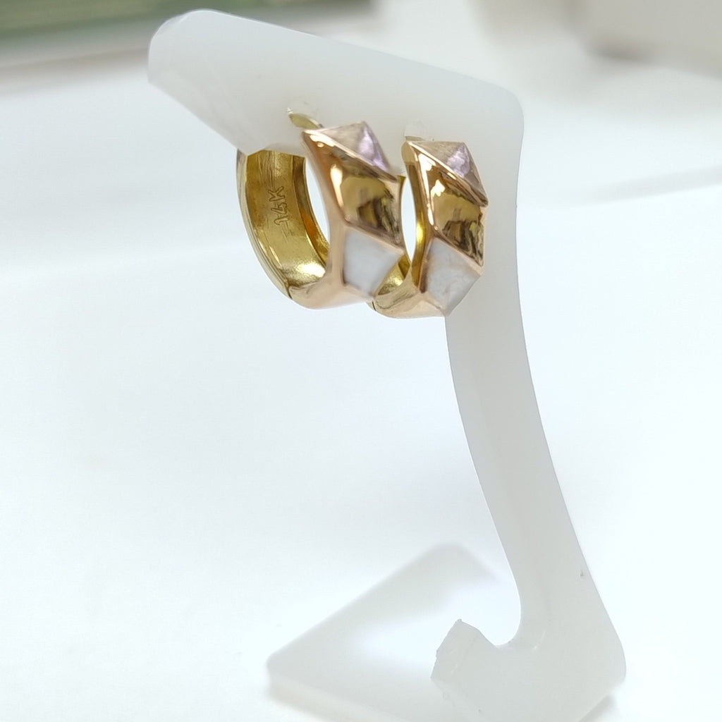 ARRACADAS PAR ORO COMBINADO 14 K 3.4 GRMS (SEMINUEVO)