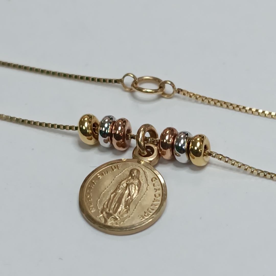 CADENA,MEDALLA RELIGIOSA ORO 14 K 2,40 GRMS (SEMINUEVO)
