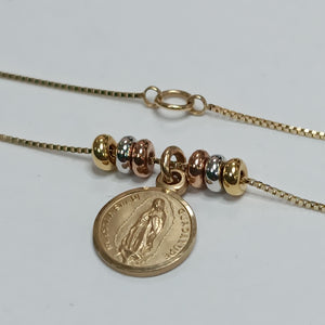 CADENA,MEDALLA RELIGIOSA ORO 14 K 2,40 GRMS (SEMINUEVO)