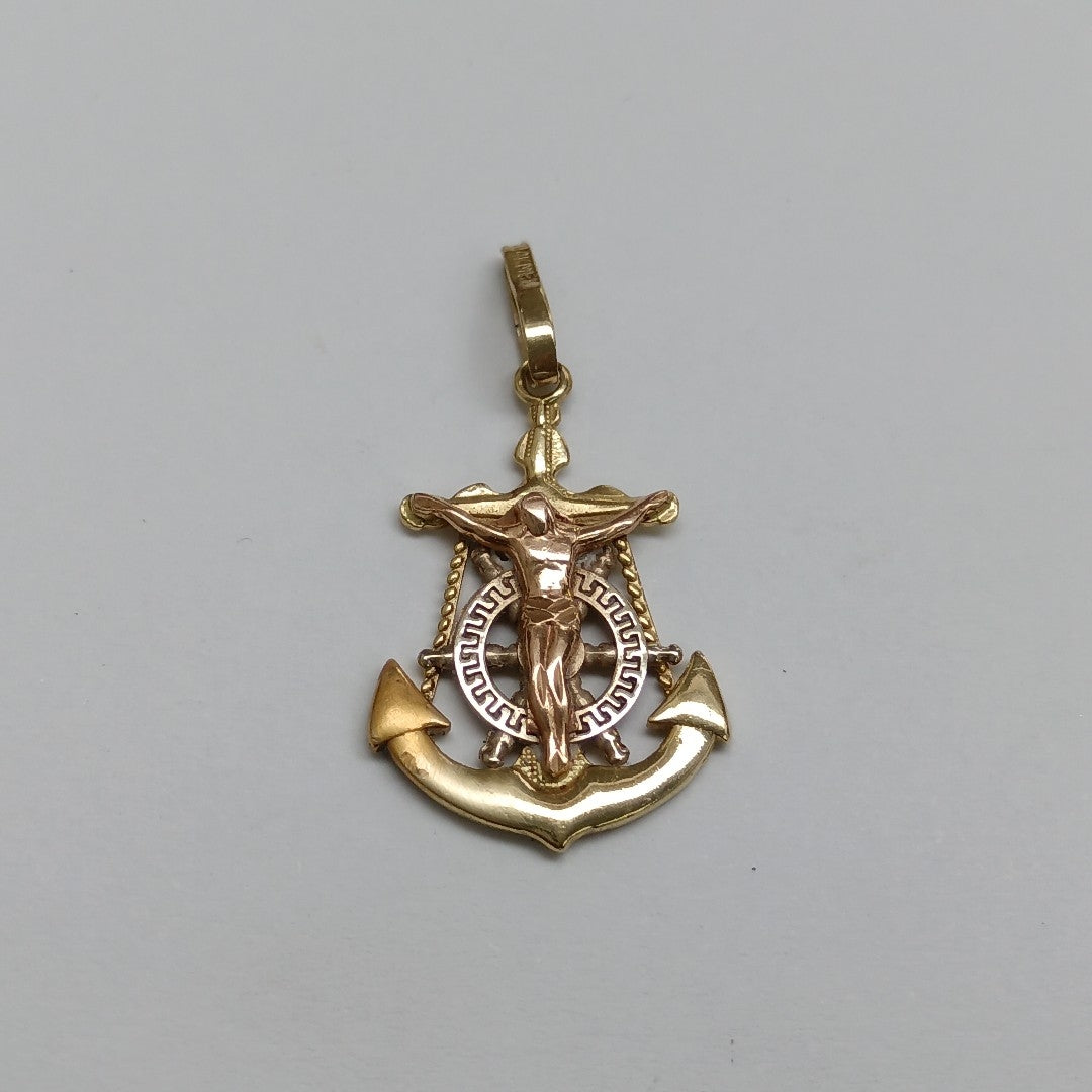 CRISTO EN ANCLA ORO,RODIADO 14 K 2,10 GRMS (SEMINUEVO)