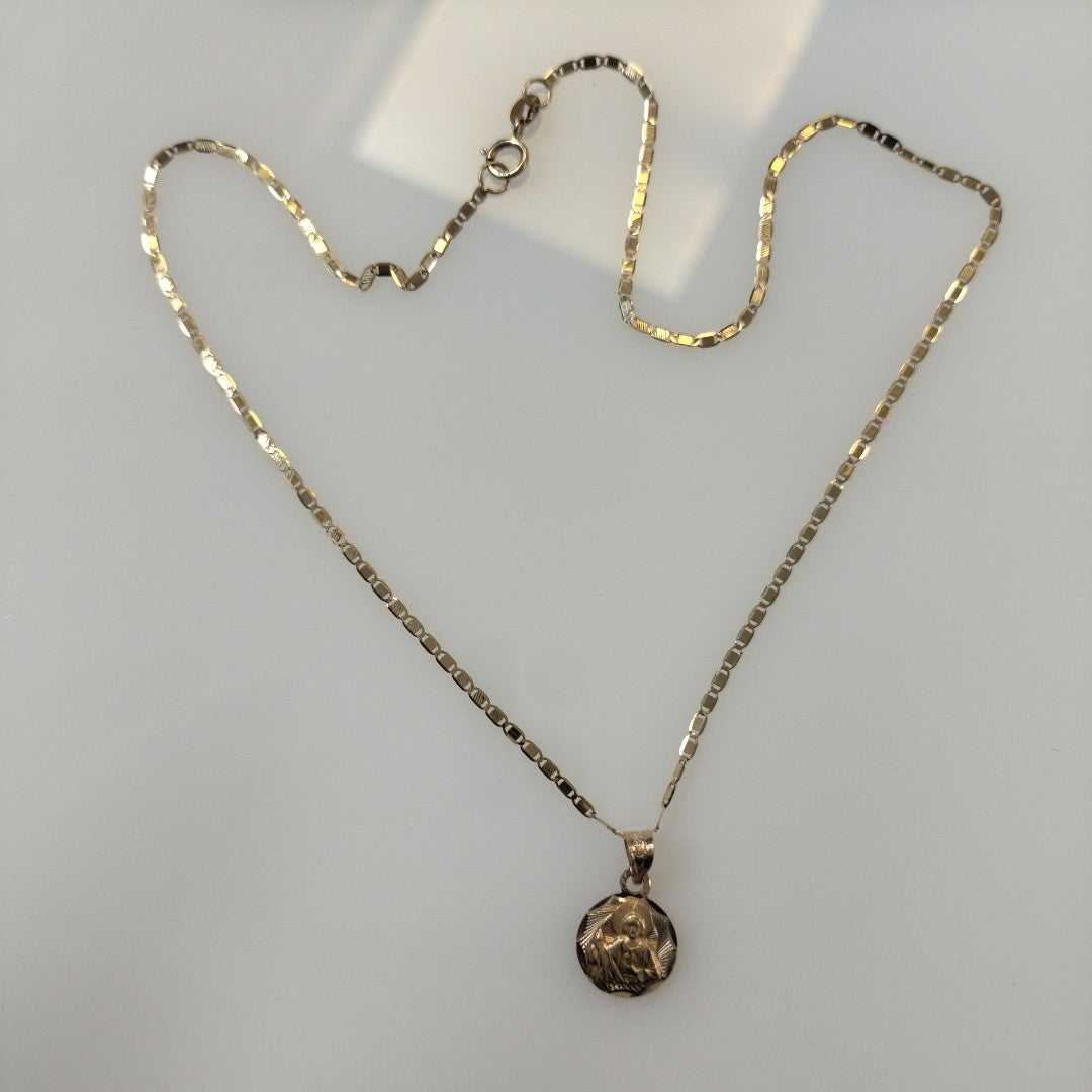 CADENA, MEDALLA RELIGIOSA ORO 14 K 1.9 GRMS (SEMINUEVO)