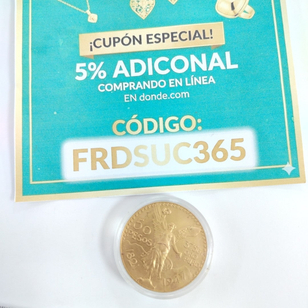 K1 41.6 GRMS 21 K IDENTIFICACIÓN MONEDA NOMINATIVA MONEDAS PESOS 50 PESOS (SEMINUEVO)