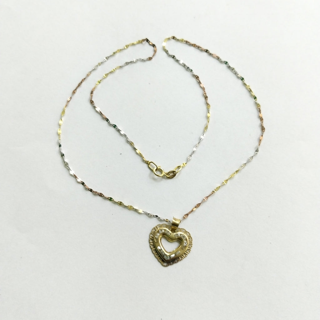 CADENA, DIJE ORO, ORO COMBINADO 10 K 1.3 GRMS (SEMINUEVO)