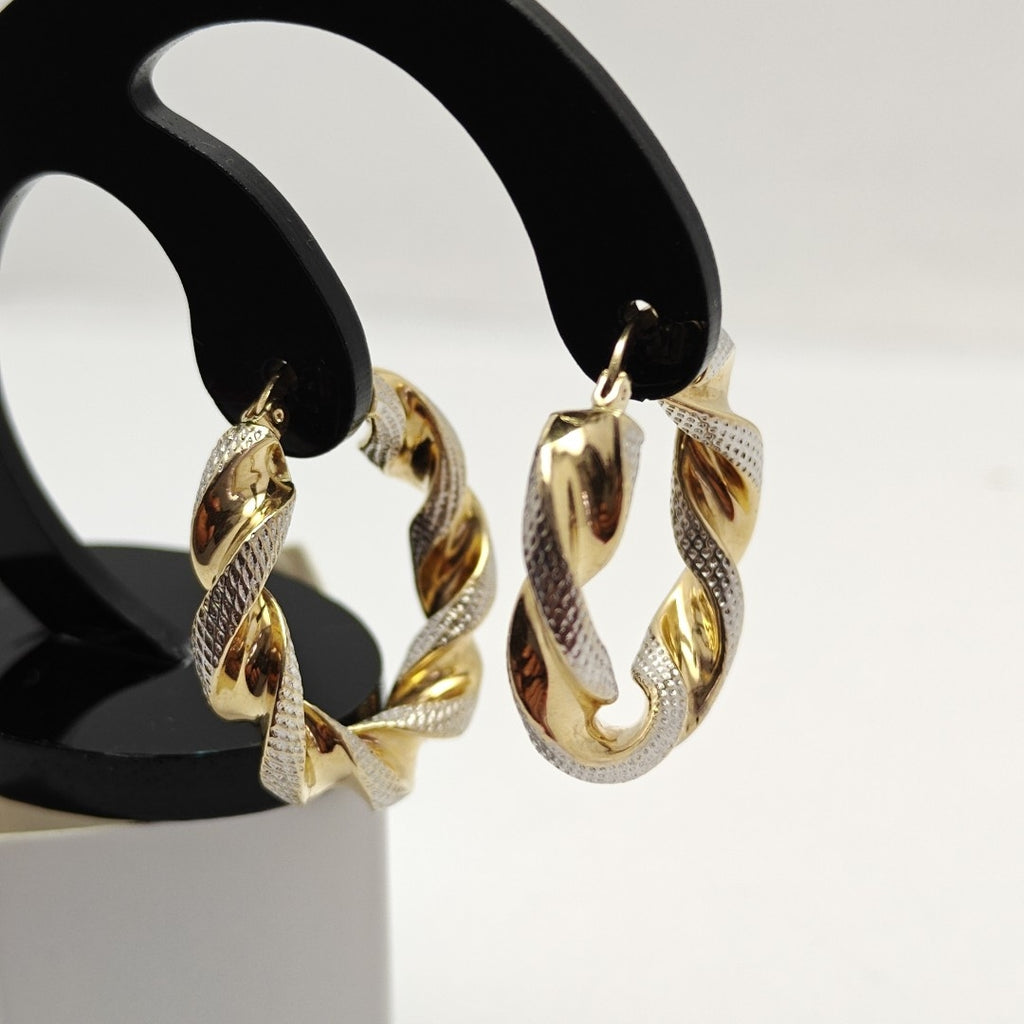ARRACADAS PAR ORO COMBINADO 14 K 4.4 GRMS (SEMINUEVO)