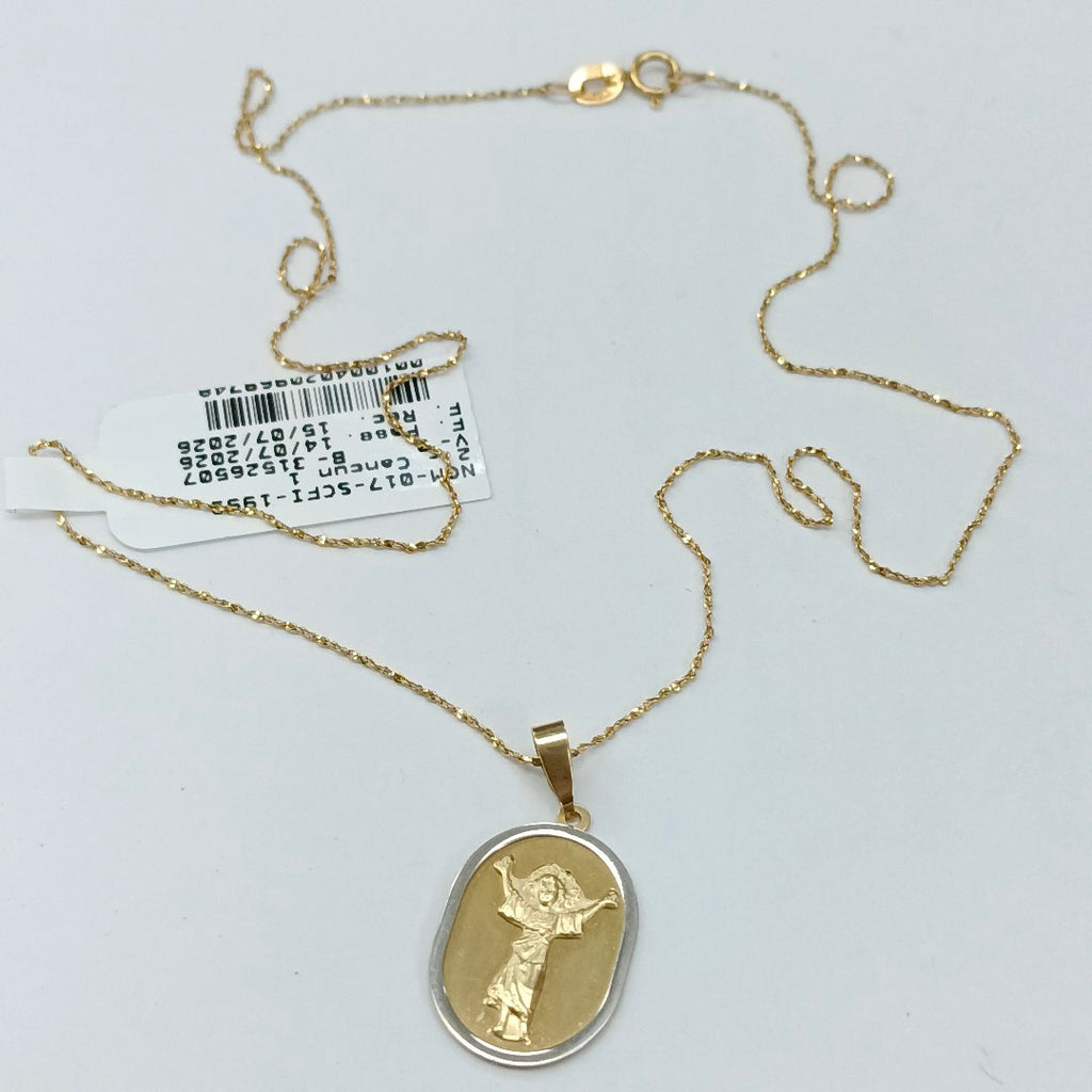GARGANTILLA, MEDALLA RELIGIOSA ORO 14 K 2 GRMS (SEMINUEVO)
