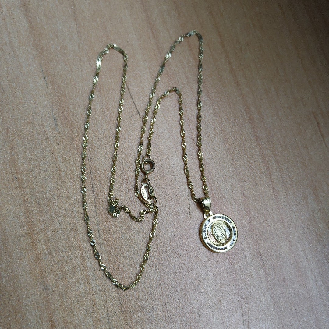 CADENA, MEDALLA RELIGIOSA ORO 10 K 1.5 GRMS (SEMINUEVO)