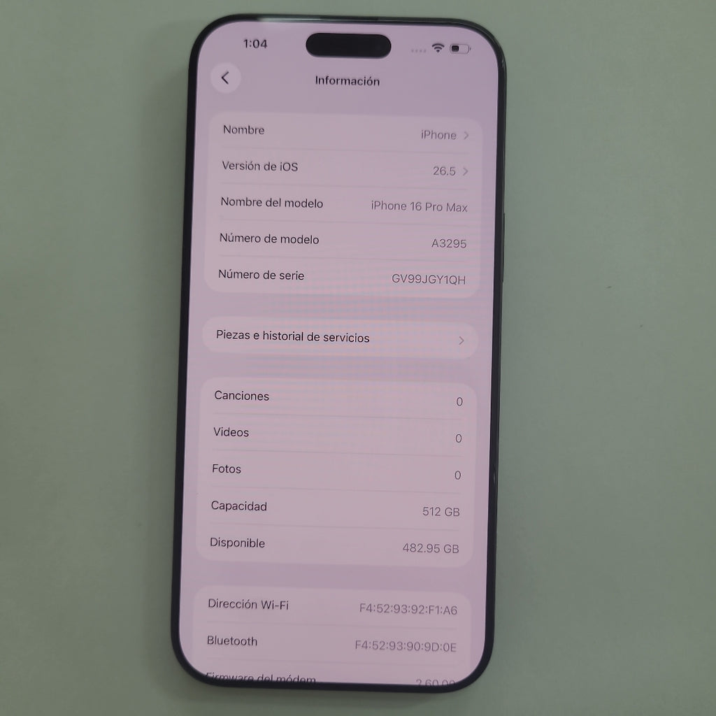 CELULAR APPLE IPHONE 16 PRO MAX A3296 (2024) 512 GB 8 GB RAM (SEMINUEVO)
