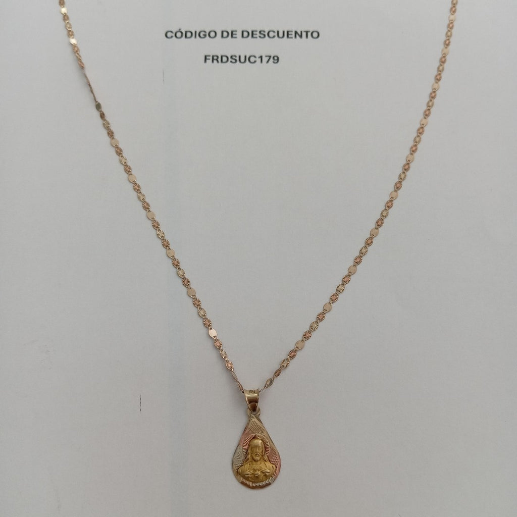 CADENA, MEDALLA RELIGIOSA ORO 10 K 2.6 GRMS (SEMINUEVO)