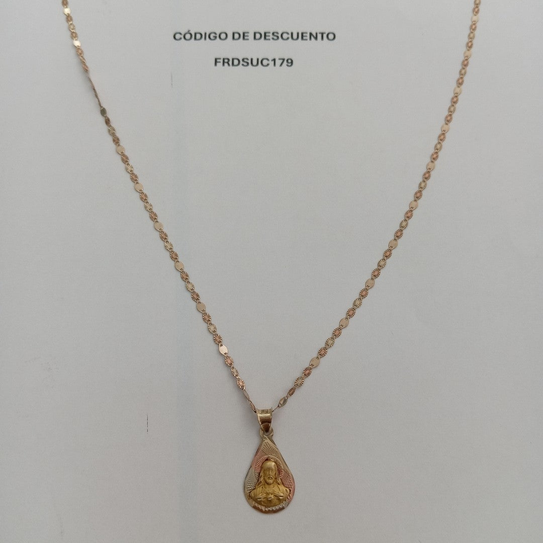 CADENA, MEDALLA RELIGIOSA ORO 10 K 2.6 GRMS (SEMINUEVO)