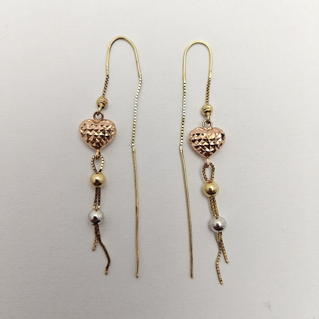 ARETES PAR ORO COMBINADO 14 K 2.8 GRMS (SEMINUEVO)