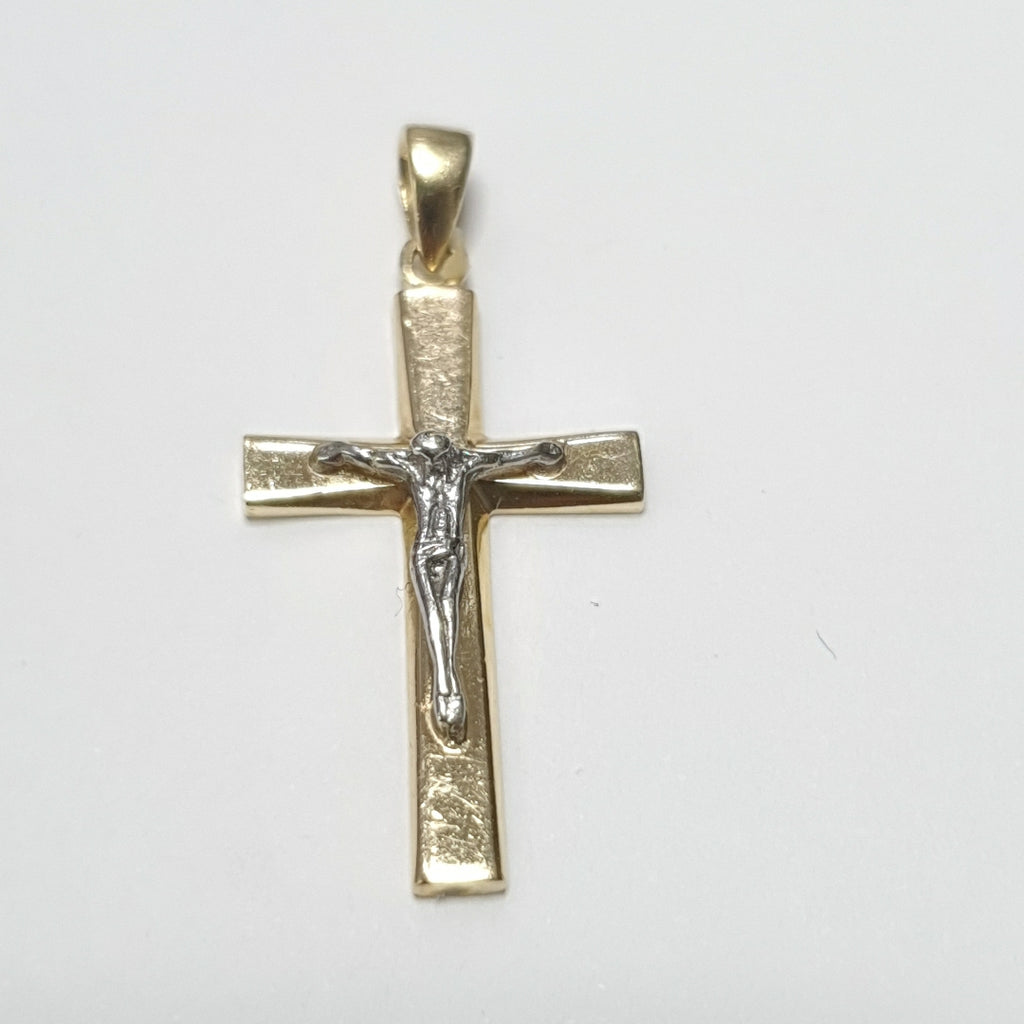 CRUCIFIJO ORO, ORO BLANCO 14 K 1.3 GRMS (SEMINUEVO)
