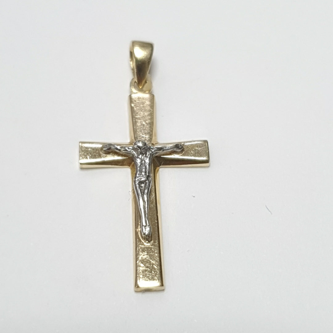CRUCIFIJO ORO, ORO BLANCO 14 K 1.3 GRMS (SEMINUEVO)