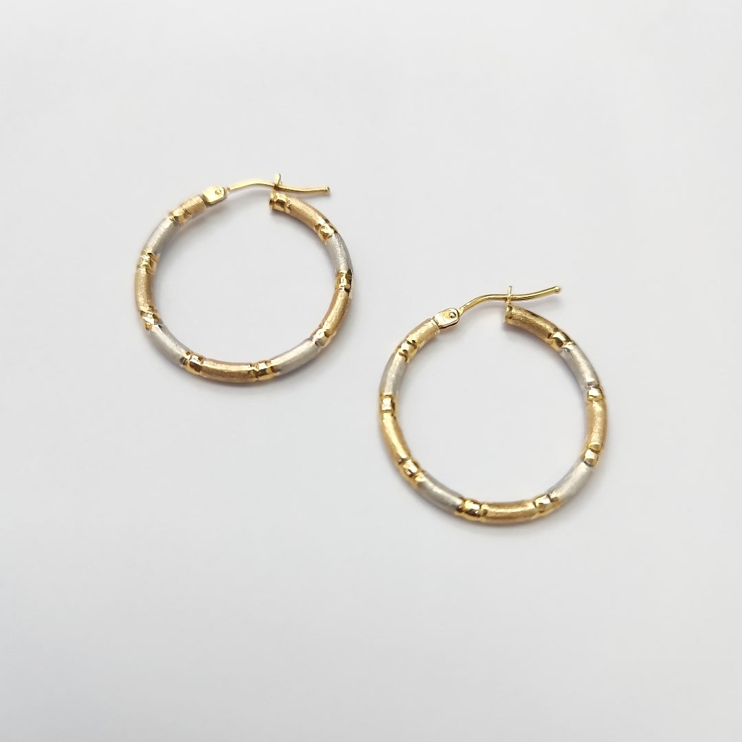 ARRACADAS PAR ORO COMBINADO 14 K 1.2 GRMS (SEMINUEVO)