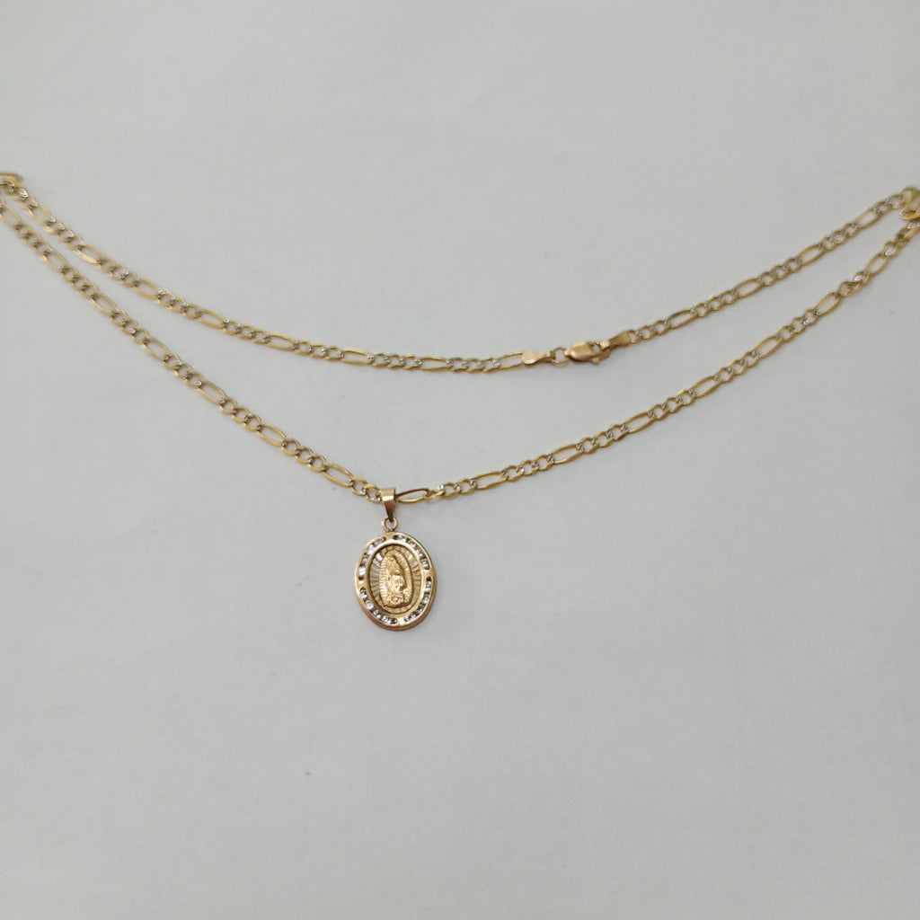 CADENA, MEDALLA RELIGIOSA ORO 10 K 5.8 GRMS (SEMINUEVO)