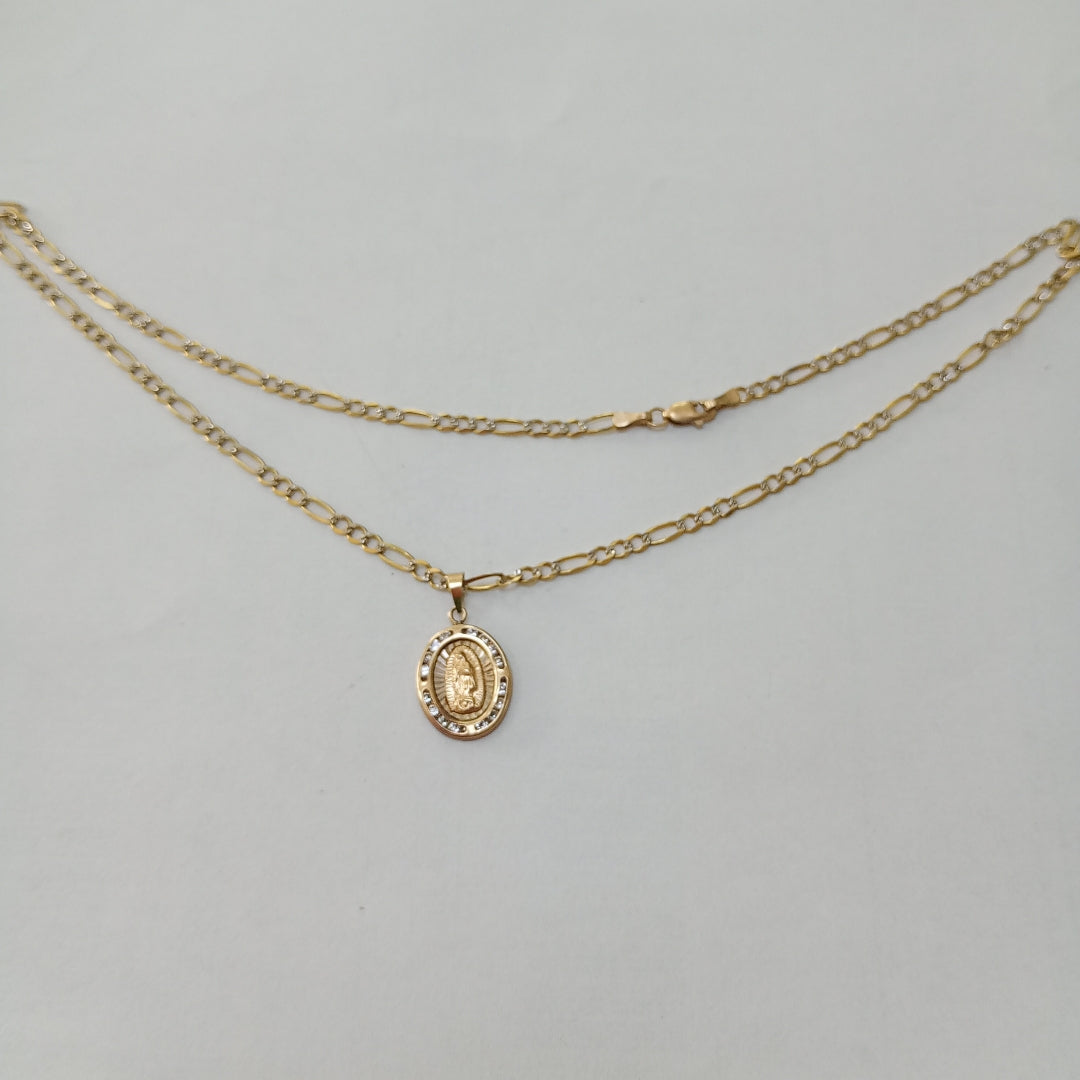 CADENA, MEDALLA RELIGIOSA ORO 10 K 5.8 GRMS (SEMINUEVO)