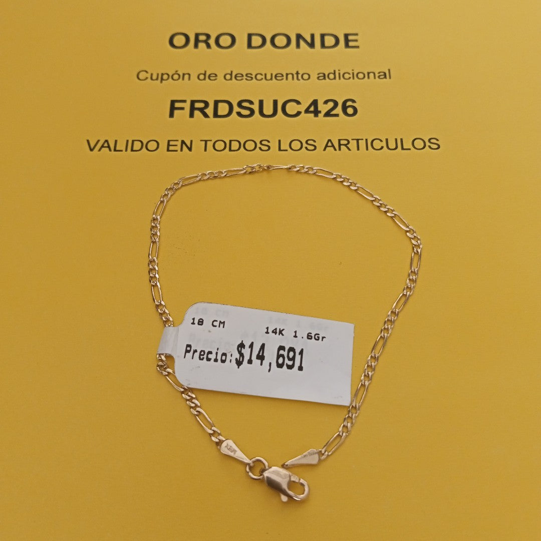PULSERAS 3X1 ORO 14K 18 CM 1.6 GR (NUEVO)