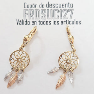ARETES PAR ORO COMBINADO 14 K 2,70 GRMS (SEMINUEVO)