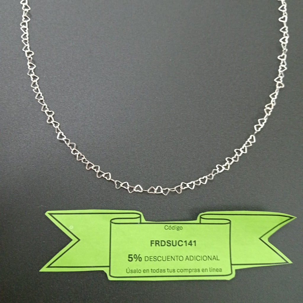 CADENA CORAZONES PLATA .925 55 CM 2.82 GR (NUEVO)