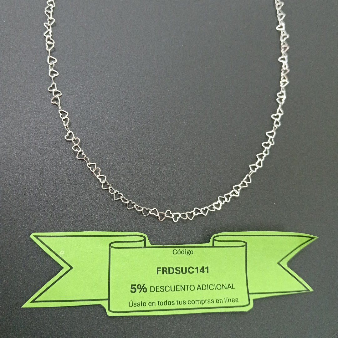 CADENA CORAZONES PLATA .925 55 CM 2.82 GR (NUEVO)