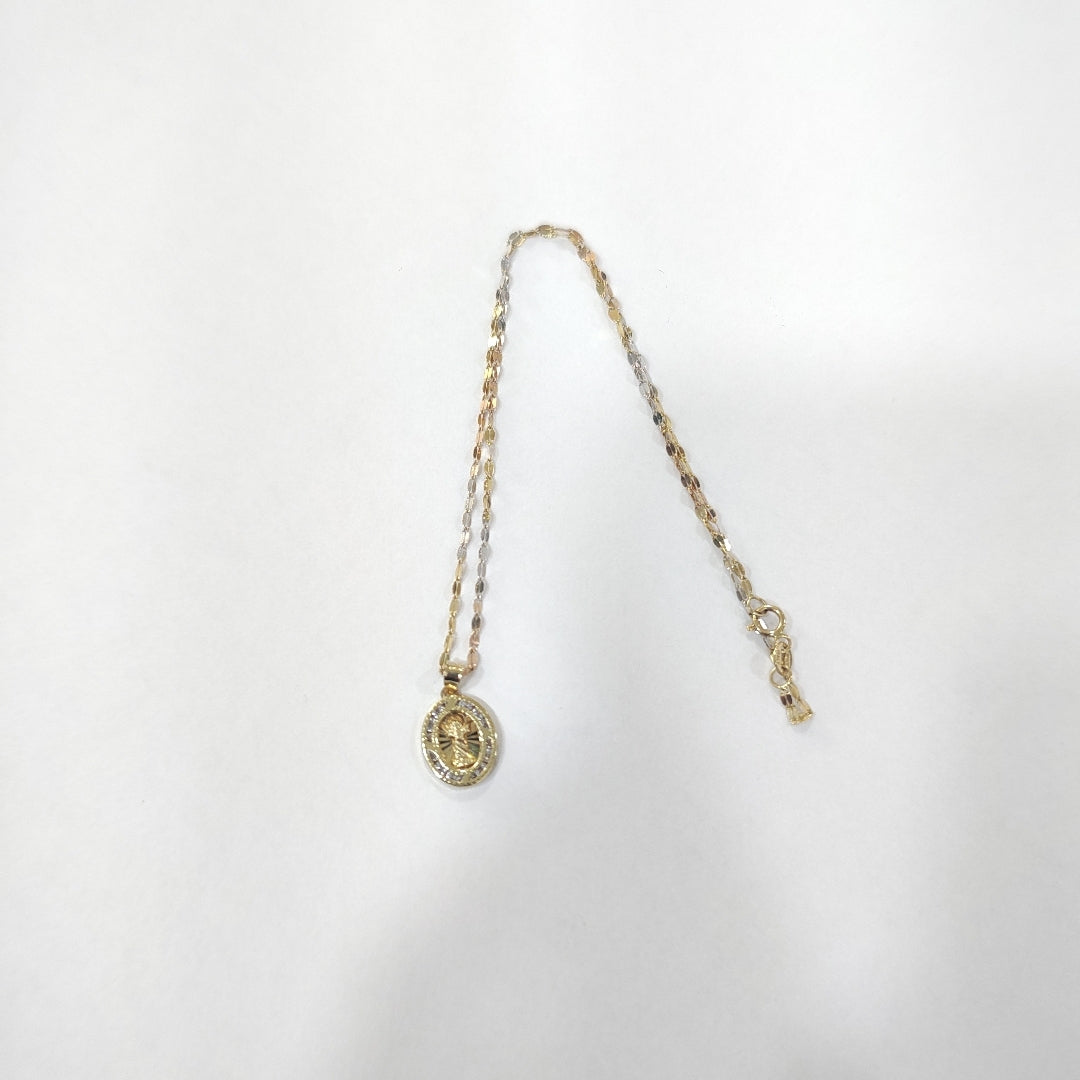 CADENA, MEDALLA RELIGIOSA ORO 10 K 1.3 GRMS (SEMINUEVO)