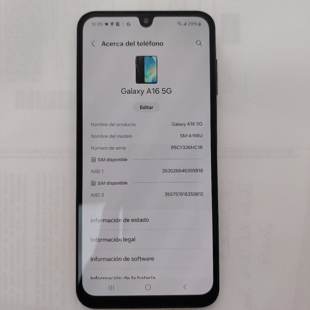 CELULAR SAMSUNG GALAXY A16 5G SM-A166U (2024) 128 GB 4 GB RAM (SEMINUEVO)