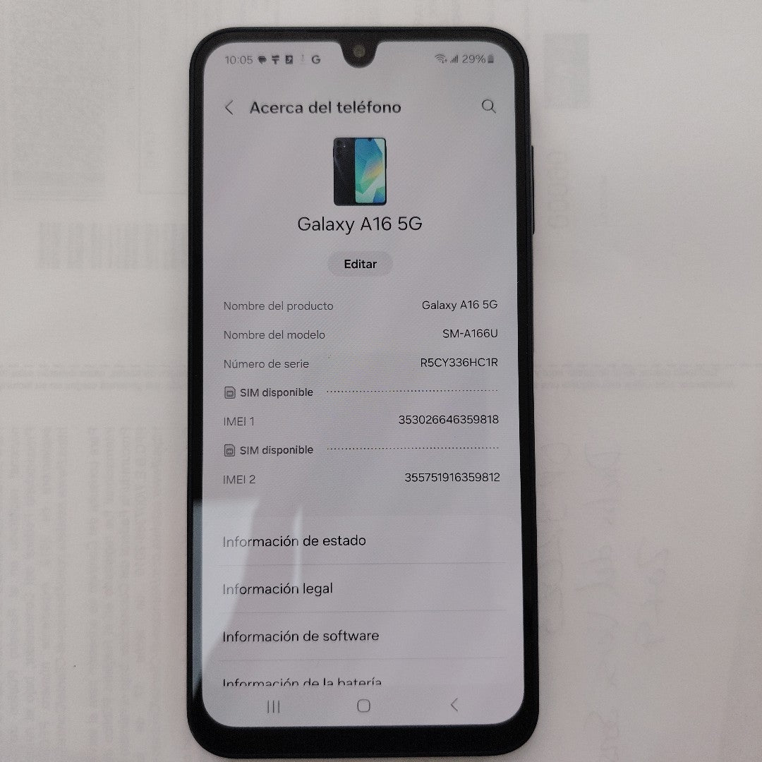 CELULAR SAMSUNG GALAXY A16 5G SM-A166U (2024) 128 GB 4 GB RAM (SEMINUEVO)