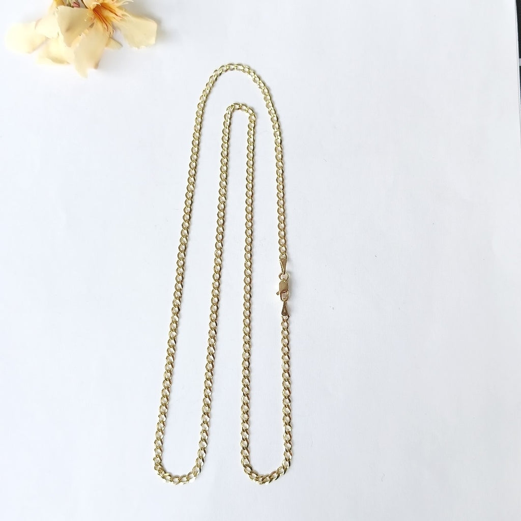 CADENAS TEJIDO BARBADA ORO 14K 60 CM 5.4 GR (NUEVO)
