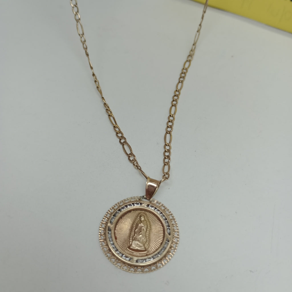 CADENA, MEDALLA RELIGIOSA ORO 10 K 3.2 GRMS (SEMINUEVO)