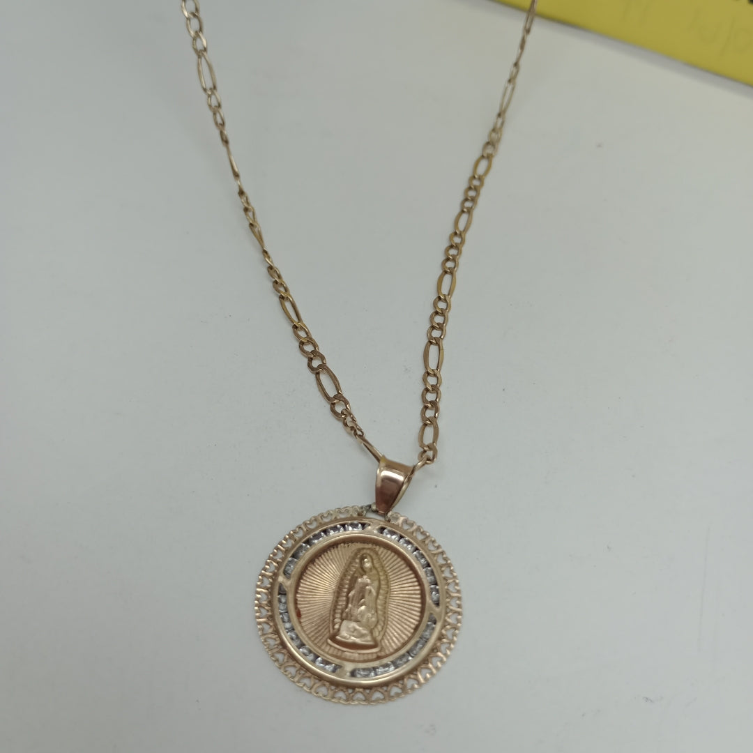 CADENA, MEDALLA RELIGIOSA ORO 10 K 3.2 GRMS (SEMINUEVO)