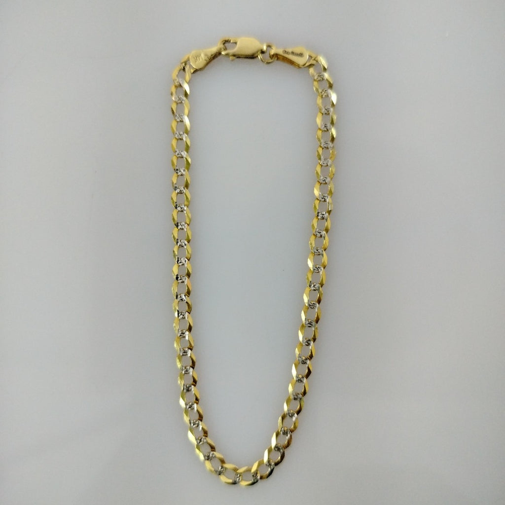 PULSERAS BARBADA DIAMANTADA ORO 14K 21 CM 3.6 GR (NUEVO)