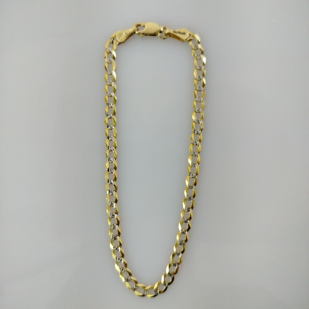PULSERAS BARBADA DIAMANTADA ORO 14K 21 CM 3.6 GR (NUEVO)
