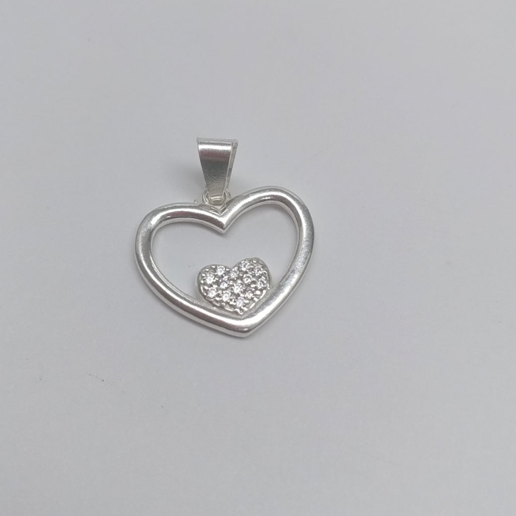 DIJE CORAZON C/CIRCONIAS PLATA .925 2.5 GR (NUEVO)