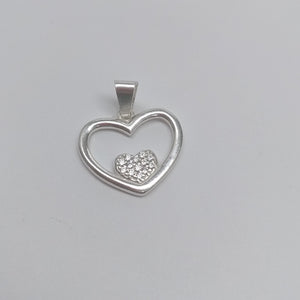 DIJE CORAZON C/CIRCONIAS PLATA .925 2.5 GR (NUEVO)
