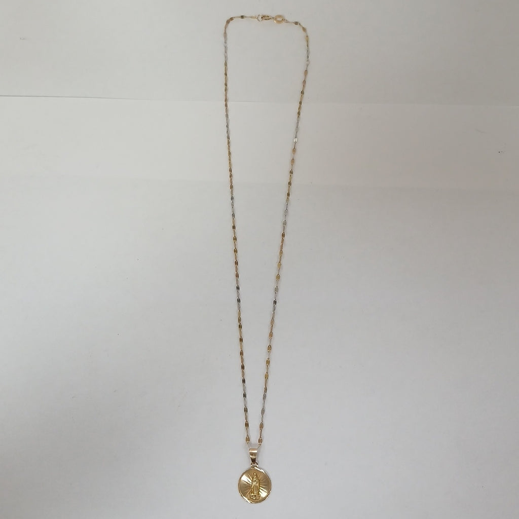 CADENA, MEDALLA RELIGIOSA ORO 14 K 1.8 GRMS (SEMINUEVO)