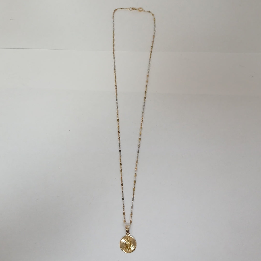 CADENA, MEDALLA RELIGIOSA ORO 14 K 1.8 GRMS (SEMINUEVO)