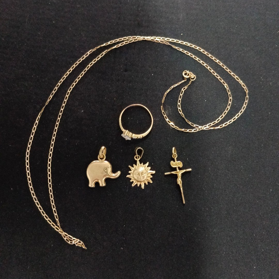 ANILLITO,CADENA,CRUCIFIJO,DIJE ORO 10 K 1,50 GRMS (SEMINUEVO)