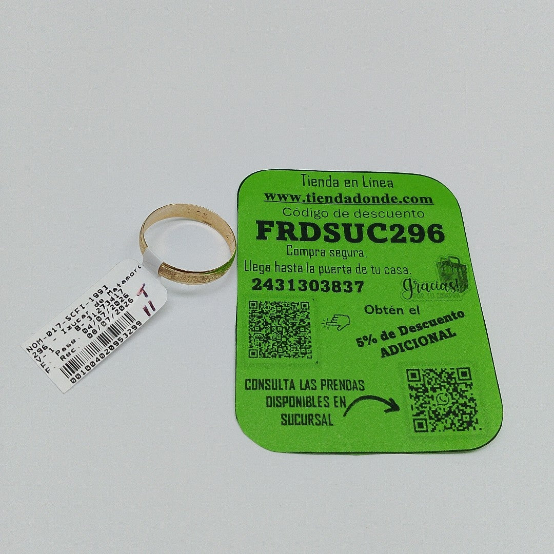 ARGOLLA ORO 10 K 1.2 GRMS (SEMINUEVO)